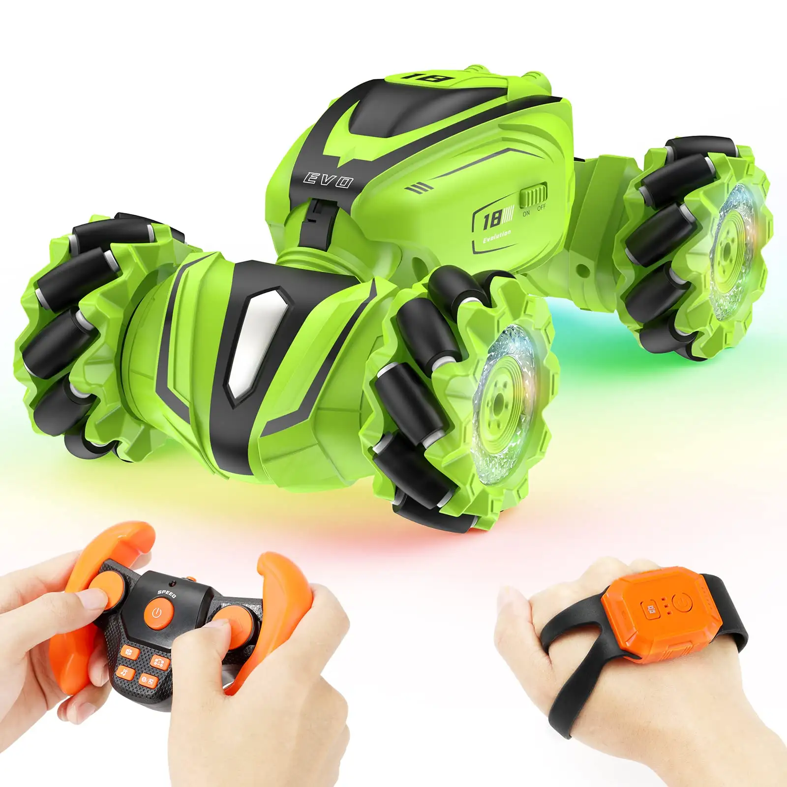 Hot Selling JJRC Q110 4WD High Speed Remote Control Car 2.4GHZ 360 Degree Double-Sided Gesture Twist Stunt Car With Light