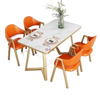 Ensemble de table à manger moderne en or pour salle à manger, vente en gros, 4 chaises pour 4 personnes