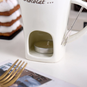 Tasses à fondue personnelles TG, en céramique, pour chocolat et <span class=keywords><strong>fromage</strong></span>, avec bougies et fourchettes, ensemble de pot à fondue - Product Image 2