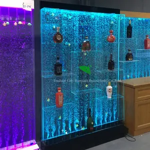 Hiện đại đồ nội thất thanh ánh sáng đầy màu sắc dẫn thay đổi Acrylic bong bóng nước Tường Thanh hiển thị tủ rượu