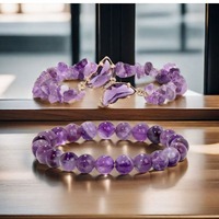 RINHOO Lot de 2 Bracelets Extensibles en Pierre Naturelle avec Perles Papillon pour Femme, Style Bohème, Empilables, Vente en Gros, Personnalisation OEM
