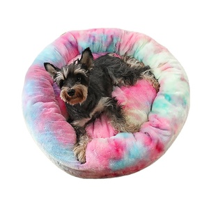 Factory Price Dog Bed 40cm Diameter Long Plush Dog Cushion Calming Bed Pet Kennel Soft Fluffy Comfortable Cat Dog House Bed
