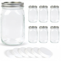 Frascos de Vidrio Marrón para Conservas, 16 Onzas, 500 ml, Frascos de Vidrio Ámbar de Boca Ancha para Almacenamiento y Conservación en la Cocina