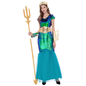 Disfraz <span class=keywords><strong>de</strong></span> <span class=keywords><strong>Sirena</strong></span> Mágica Verde para Halloween Adultos Diosa Greco-Romana Naga Siren Sea God Dress Queen Prince-Hombres Mujeres Pareja Vestido - Product Image 6