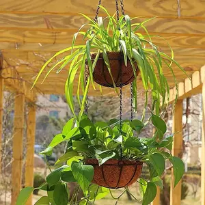 Keranjang gantung taman Pot tanaman, keranjang gantung bunga bulat kelapa coir untuk dekorasi Coir Pot gantung untuk tanaman