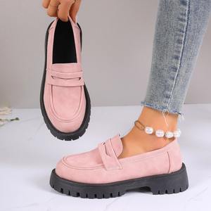 Chaussures décontractées pour femmes, grandes tailles, style pantoufles à semelles épaisses, chaussettes souples, couleur unie, chaussures paresseuses tendance - Product Image 2
