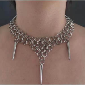 Collar de Clavícula Unisex de Estilo Punk Gótico Resistente con Púas, Cadena de Aleación Chapada, Joyería de Moda con Personalidad - Product Image 2