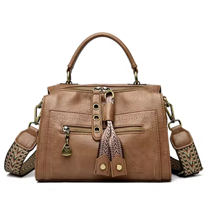 Sac bandoulière en cuir artificiel de créateur, nouveau sac fourre-tout de luxe imperméable à plusieurs compartiments zippés - Product Image 5