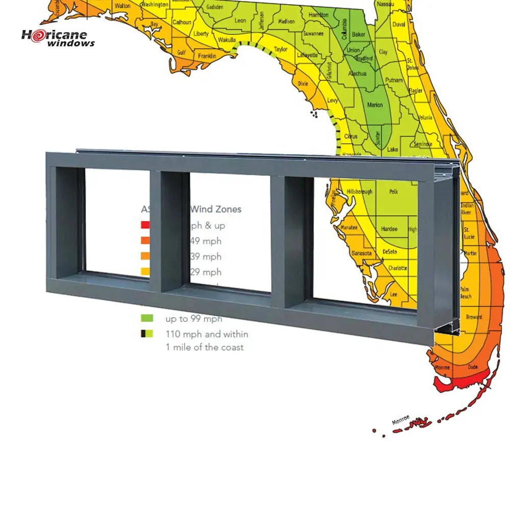 Horicane Windows Florida Approved Factory price storm impact doors and windows