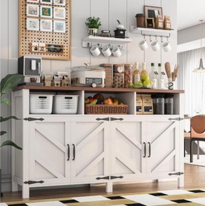 Meuble de bar à café et à vin multifonctionnel écologique en panneaux de bois modernes, réglable, avec portes coulissantes pour salle à manger - Product Image 4