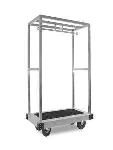 Carrello Portabagagli in Acciaio Inox per Hotel, <span class=keywords><strong>Trolley</strong></span> Resistente <span class=keywords><strong>con</strong></span> Barra Appendiabiti, Carrello Portabagagli di Alta Gamma Forma Quadrata - Product Image 6