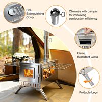 Poêle à bois portable professionnel en acier inoxydable pour tente, idéal pour le camping par temps froid, avec four pour chauffage et cuisson