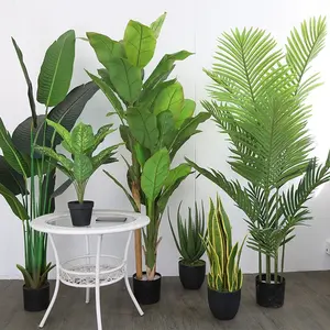 Árvore de palmeira artificial tropical de plástico, plantas falsas estilo nórdico, decoração tropical de plástico