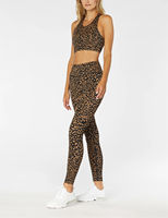 Ensemble de vêtements de yoga respirants personnalisés, soutien-gorge sans manches et pantalon de yoga taille haute à imprimé léopard, ensemble de yoga numérique OEM