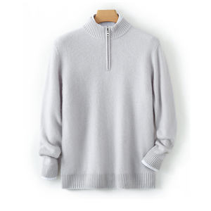 Suéter de Cachemira y Lana para Hombre OEM, Cuello con Cierre, Alta Calidad, Invierno, Tejido, Personalizable con Logotipo - Product Image 3