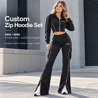 Ensemble deux pièces extensible en maille pour femme, polyester et élasthanne, pantalon évasé en tissu élastique pour l'exercice en extérieur