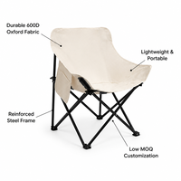 Chaise pliante de loisirs d'extérieur en acier au carbone blanc, légère et portable, multi-usages, pour le camping, en stock usine