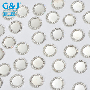 Piedra circular de ojo de gato de fondo plano con incrustaciones de garra Diamantes de imitación sueltos Base de metal de perla brillante con agujero de taladro de cadena de borde - Product Image 4