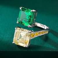 Zircon cubique forme carrée émeraude coupe anneau 925 en argent Sterling fête anneaux de mariage bijoux femmes cadeau