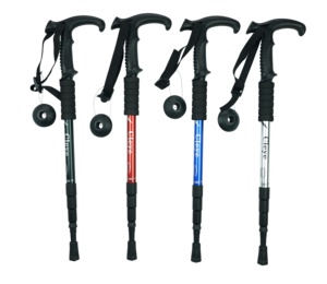 Fournitures <span class=keywords><strong>de</strong></span> voyage amortisseur en alliage d'aluminium ultra-léger à quatre sections poignée en T pôle <span class=keywords><strong>de</strong></span> <span class=keywords><strong>randonnée</strong></span> en plein air - Product Image 1