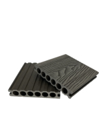 Plancher de terrasse WPC personnalisé 1ère génération, 6 trous ronds, grain de bois 3D en relief, rainures larges pour extérieur