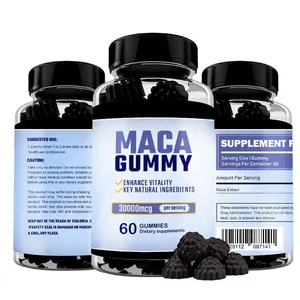 Oem Maca gốc Gummies tăng năng lượng cơ bắp đạt được Gummies Maca gốc cho phụ nữ và nam giới Đen