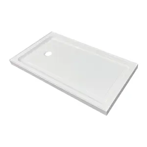 Upc Cupc North America Escurridor Diseño Rectángulo Blanco Con Antideslizante Umbral Único Acrílico Baño Ducha Bandeja