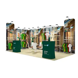 Hot Sale 10 X 20 Standard Tension Fabric Display Exhibition Clothing Stall Design Expo Clothing Trade Show Booth