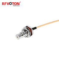 Kabel Jumper RF RG316 Rakitan 15cm, Soket QMA Female Jack Hembra Bulkhead ke Plug SMA Male 90 Derajat Sudut Kanan RA