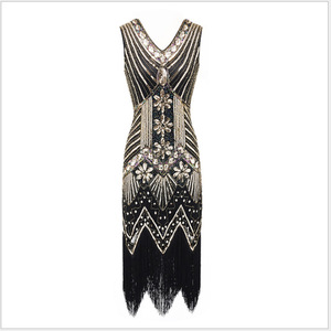 New Women <strong>Plus</strong> <strong>Size</strong> 4xl Sequin Paisley <strong>Flapper</strong> Tassel Glam Party Cocktail Evening <strong>Dresses</strong> - Product Image 2