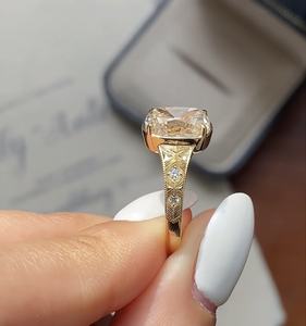 Bague sur mesure en or fin, taille ancienne, 9k, 10k, 14k, 18k, or rose, jaune, blanc, diamant de laboratoire/pierre précieuse, fabrication en usine - Product Image 3