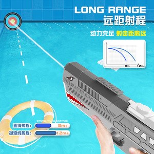 Pistola ad Acqua Elettrica a Forma di Squalo, Grande Capacità, Lunga Gittata, Impermeabile, Giocattolo Estivo per Battaglie in Spiaggia, per Adulti Unisex, in Plastica - Product Image 6