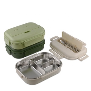 Custom stainless steel leakproof 4 compartment hot water heat preservation lunch box