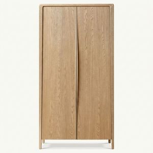 Mueble de Almacenamiento Vertical de Madera de Roble Geométrico con Patas Cónicas para Espacios Residenciales y de Oficina Modernos - Product Image 1