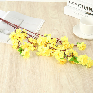 Centres de table de mariage rose artificiel promotionnel 63cm branche courte petite 3 branches pêche fleur de cerisier fleur - Product Image 6