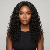 Extensiones de Cabello Virgen Remy Ondulado Profundo 13x4 para Pelucas con Frente de Encaje, 100% Cabello Vietnamita Crudo Doble Trama Sin Pegamento