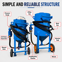 Machine de sablage portable, pot de sablage abrasif mobile, équipement de décapage de la rouille pour la préparation des surfaces en acier, décapage de la peinture