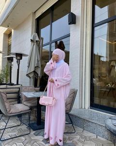 अबाया निर्माता नई गुलाबी दिल की गर्मियों में कैडिगन इस्लेमिक कपड़े इस्लेमिक अबाया दुबाई महिला मुस्लिम ओपन - Product Image 5