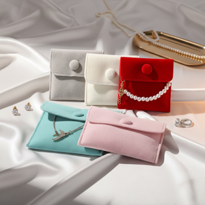 Pochette à bijoux en <span class=keywords><strong>velours</strong></span> doux avec bouton, anti-poussière, pour rangement d'ornements - Product Image 1