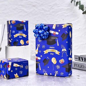 Graduation Wrapping <b>Paper</b> <b>Roll</b> <b>Blue</b> Gold 17 Inch X 16.5 Feet Single Side Gift Wrap For Graduation Occasion - Product Image 5