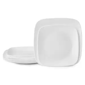 热销优质定制西方设计白色独家瓷方盘套装家居餐具