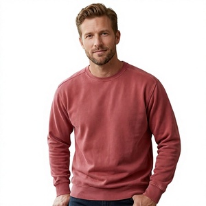 Sweat-shirt à col rond pour homme, coupe ample, tricoté, 100% coton, surdimensionné, écologique, logo brodé personnalisé, pull-over décontracté d'automne - Product Image 1