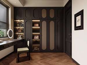 וינטג 'בסגנון עתיק שחור עץ מלא armoire רטרו רהיטים עם גילופים מעוטרים ארון בגדים לבית - Product Image 5