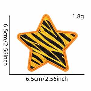New Iron on Embroidered <b>Black</b> Edge Leopard Stone Pattern Star Heart Patch for Hat <b>Bag</b> Decoration - Product Image 3