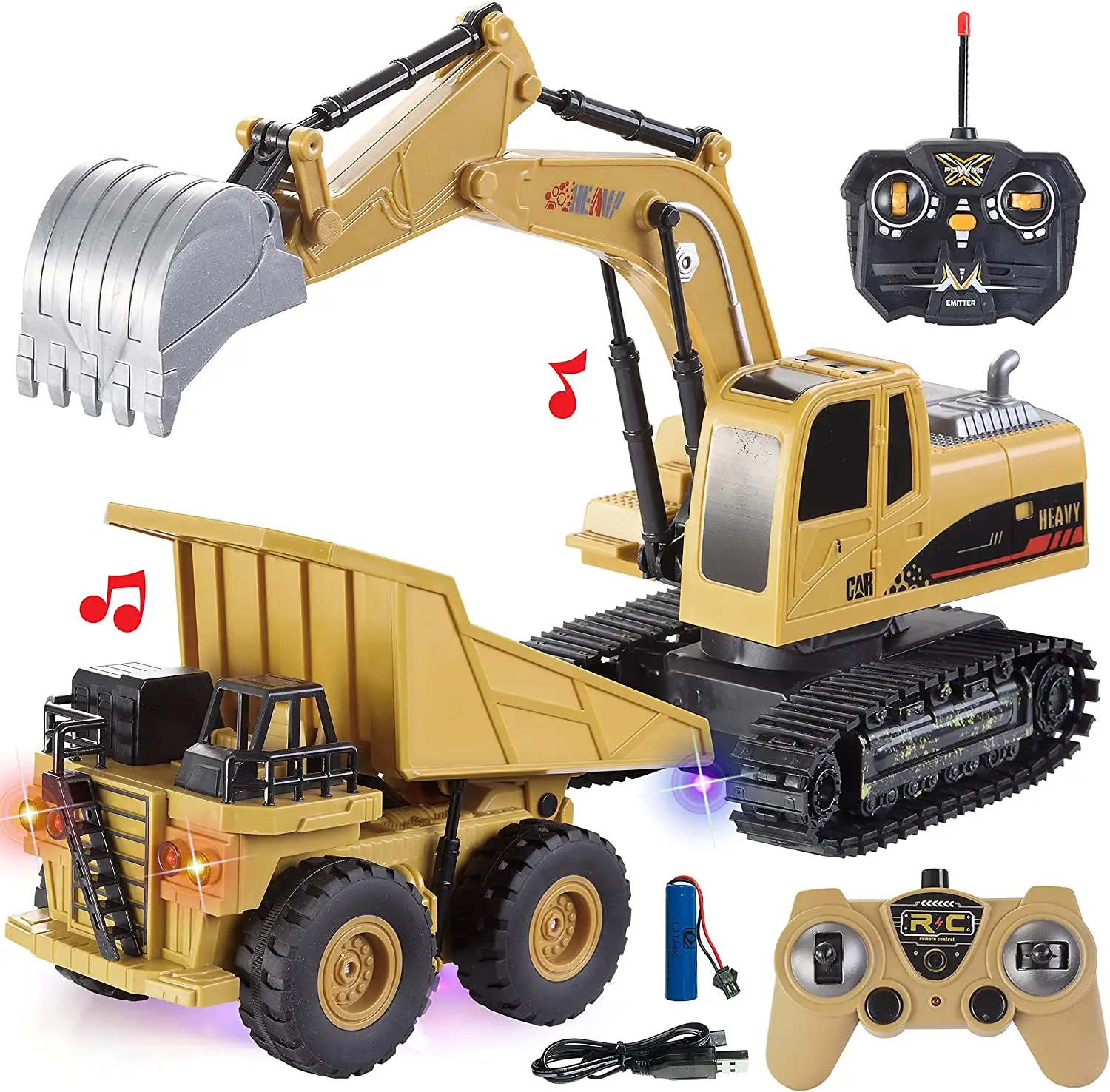 Remote control excavator toy truck rc toys construction vehicles for boys girls kids 1/24 rc tractor with rechargeable batteries