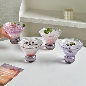 Verres à cocktail Martini Margarita à base ronde et nervurée triangulaire, couleur violet, pour la maison, le bureau, le café, le thé, le jus, l'eau, les boissons - Product Image 1