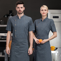 Veste de chef en polycoton de qualité supérieure, résistante à l'usure, respirante, confortable, logo personnalisé, couleur unie, uniforme de chef pour restaurant, hôtel, bar