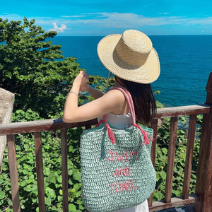 <span class=keywords><strong>Plage</strong></span> grand sac fourre-tout été femmes dame poignée sac à main paille raphia macramé sac - Product Image 1