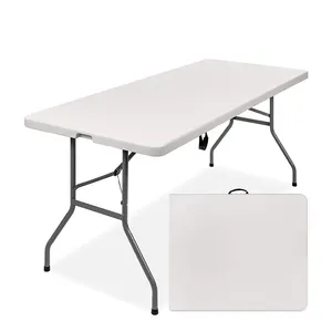 도매 공장 휴대용 피크닉 야외 플라스틱 72 인치 접이식 테이블 접이식 직사각형 식당 6ft 플라스틱 접이식 테이블