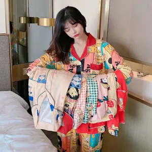 China Großhandel Modedesigner Familie Homewear Schlaf Nachtwäsche Set Hosen Langarm Nachtwäsche Frauen Designer Pyjamas